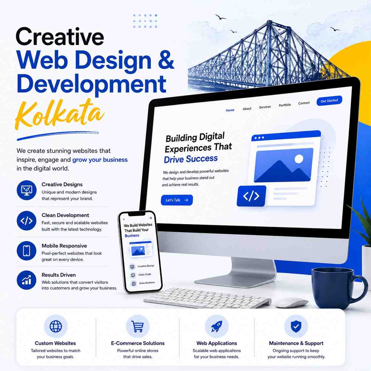 Kolkata business owner reviewing their new website built by Nitai Technologies — web design company in Kolkata